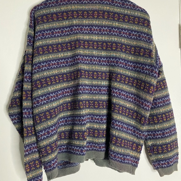 L.L. Bean Men's Cardigan in Blue, Purple, and Gold - Picture 3 of 4